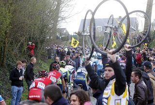 The Tour of Flanders tests the logisitics abilities of its teams as mechanics are situated on the course with spare wheels.