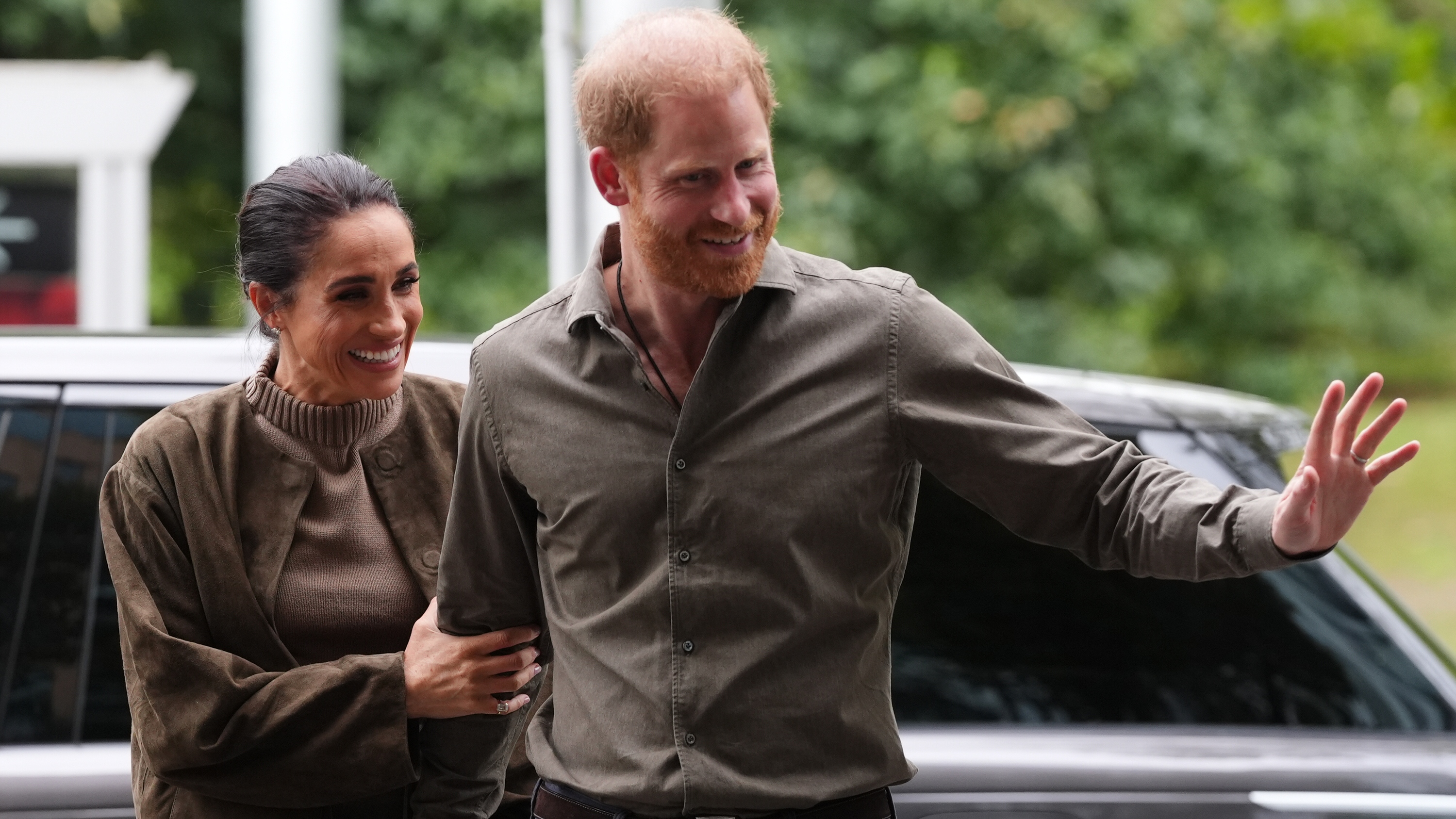 Prince Harry and Meghan, Duchess of Sussex arrive at the Australian National Veterans Arts Museum (Anvam) in Southbank on April 14, 2026