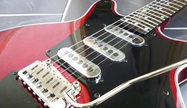 The three pickups on the Brian May guitar