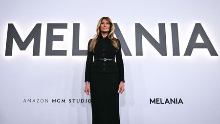 US First Lady Melania Trump attends the world premiere of Amazon MGM Studios' "Melania" at the Kennedy Center in Washington, DC, on January 29, 2026. (Photo by Brendan SMIALOWSKI / AFP via Getty Images)