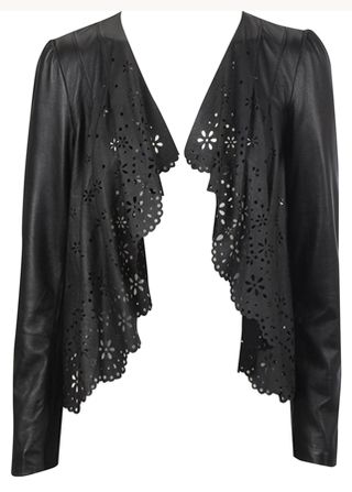 Oasis cutwork frill-front leather jacket, £140