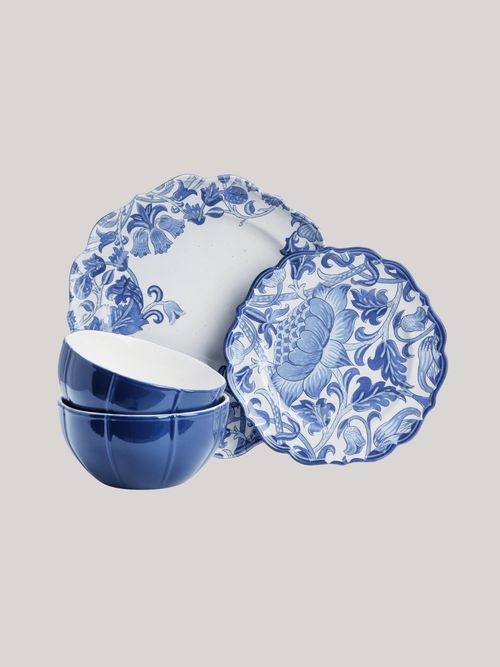 Inky 12 Piece Dinner Set - Blue