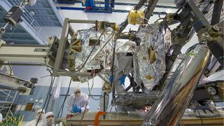 Installation of MIRI into the instrument module of the James Webb Space Telescope.