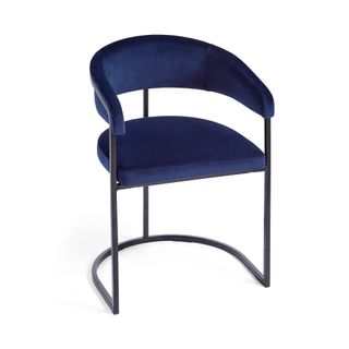 Dunelm Zena Dining Chair, Luxe Navy Velvet