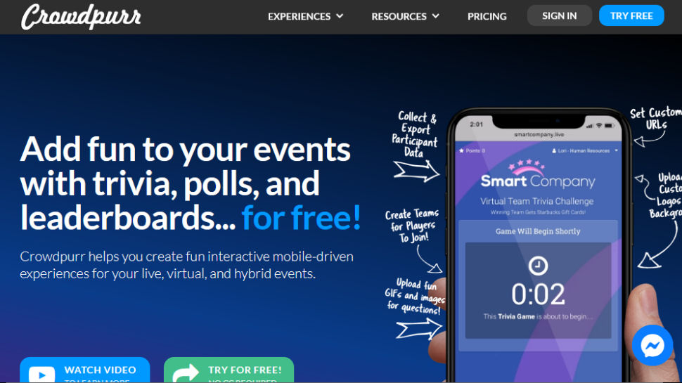 Tangkapan layar situs web untuk Crowdpurr