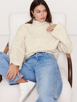 Cashmere Cable-Knit Sweater With Vented Back