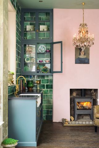 pink and green kitchens
