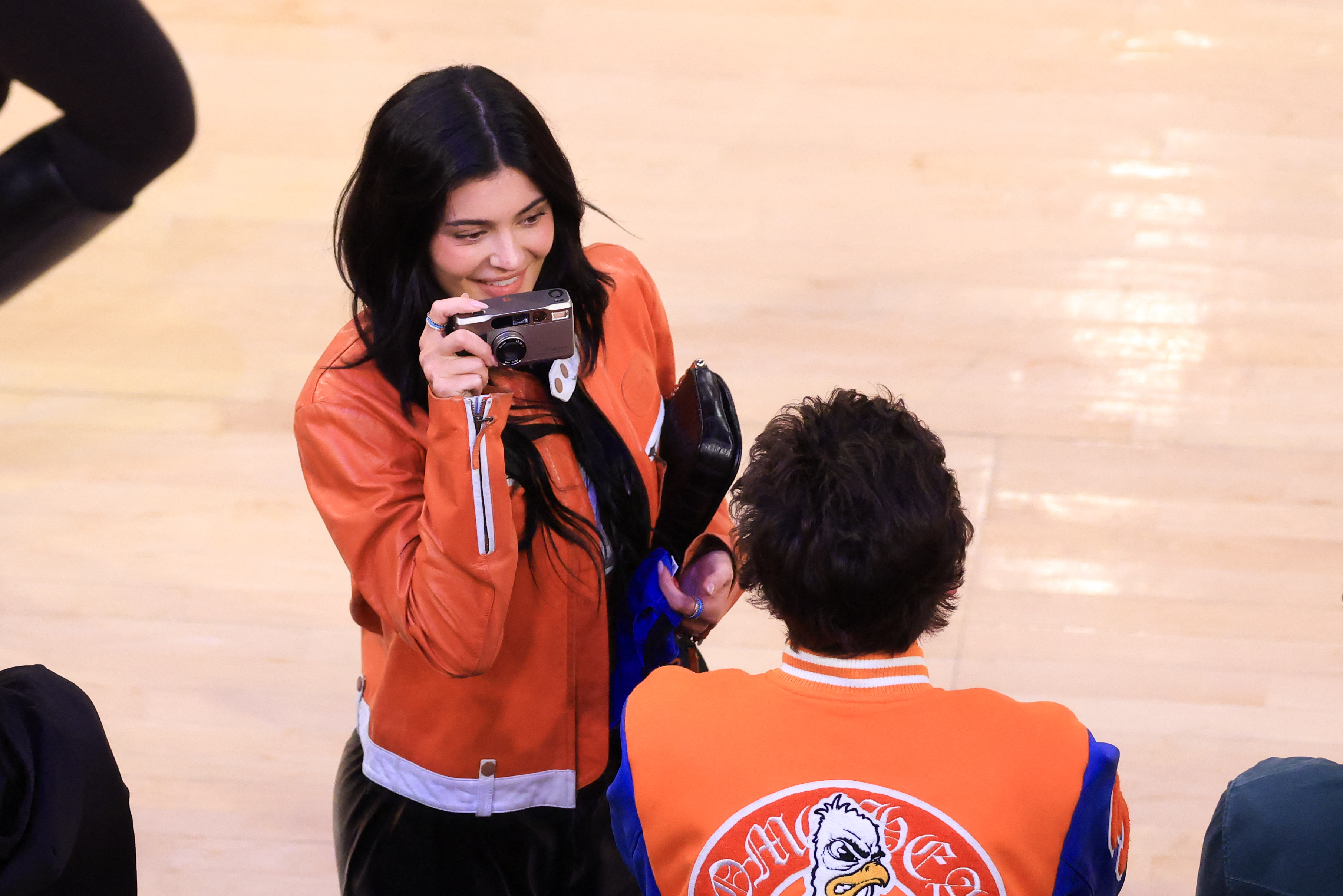 Timothée Chalamet, and Kylie Jenner attend the game between the Indiana Pacers and the New York Knicks during Game 5