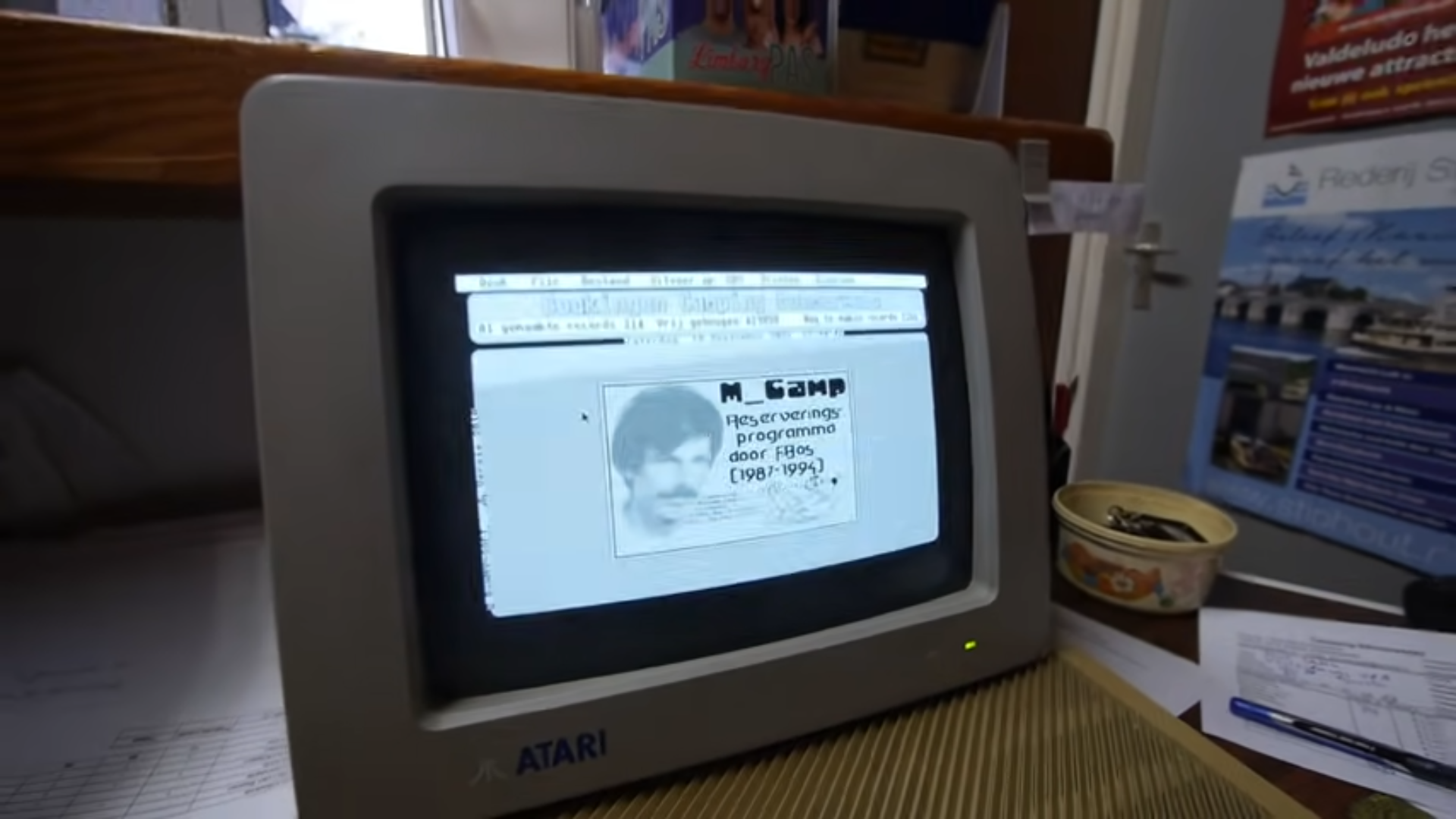 The Atari ST running Frans Bos's software for managing his campsite.