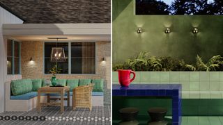 outdoor living areas with outdoor lighting