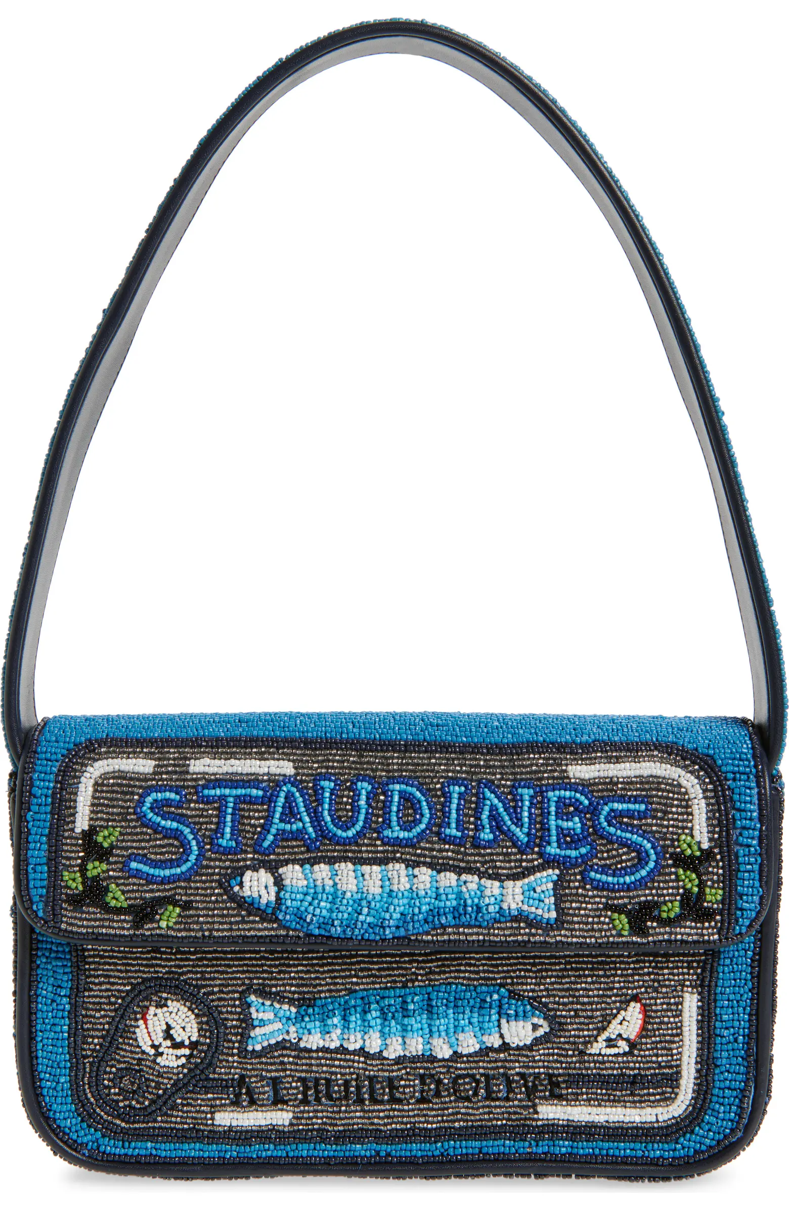a Staud Staudine bag in front of a plain backdrop