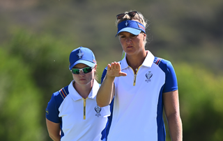 Leona Maguire and Anna Nordqvist during the 2023 Solheim Cup