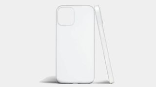Bästa skal för iPhone 12 och 12 Pro: Ett transparent iPhone 12-skal mot en vit bakgrund.