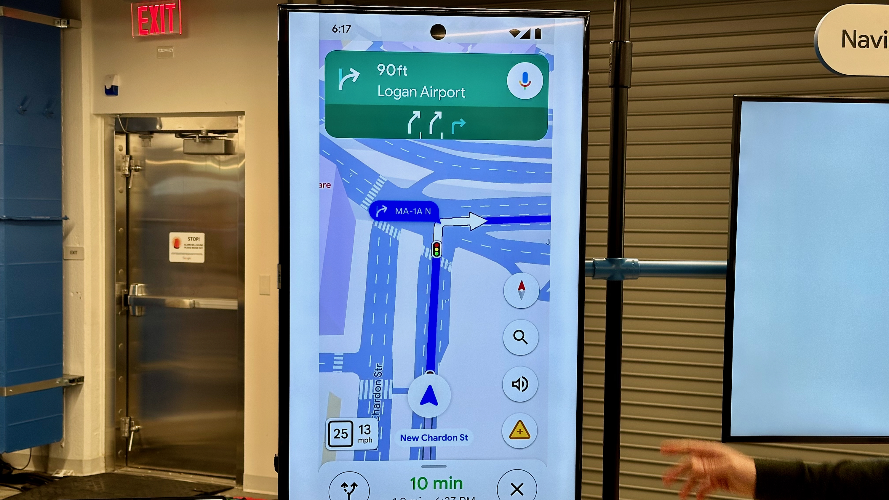 A large demo screen showing the new Google Maps 