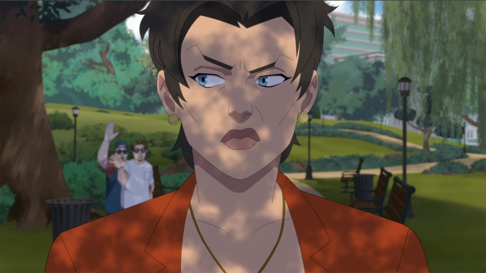 Anissa walking through a park on Earth while wearing human clothes in Invincible season 4 episode 8