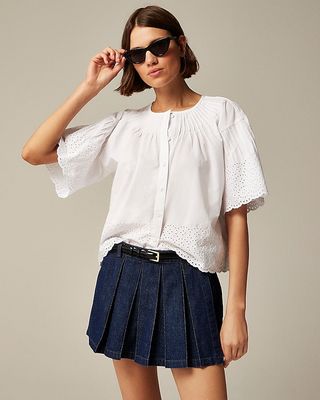 Jolie Top in Eyelet Cotton Poplin