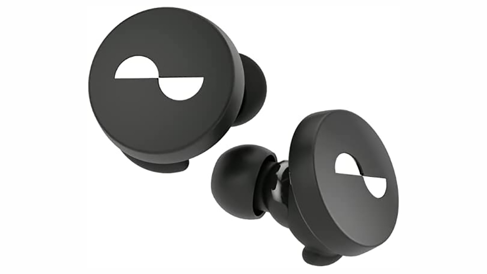 NuraTrue earbuds on white background