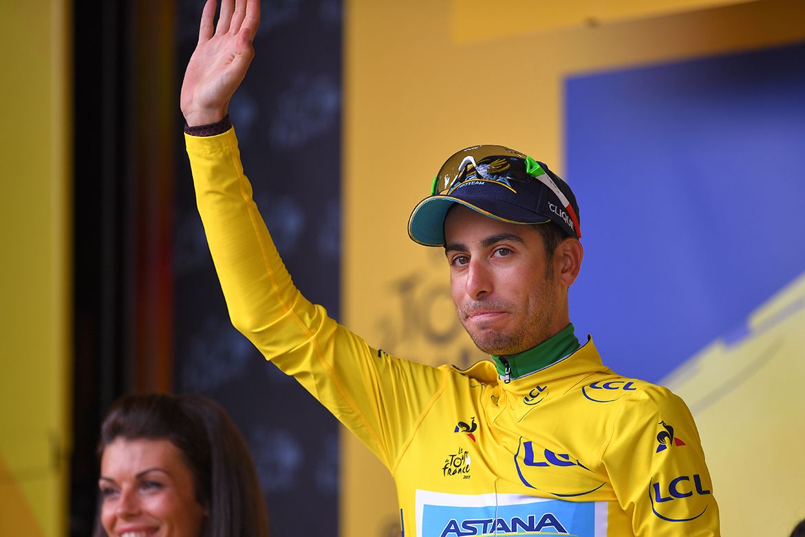 Fabio Aru in the maillot jaune
