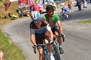 Tony Gallopin of France and Team AG2R La Mondiale / Peter Sagan of Slovakia and Team Bora Hansgrohe Green Sprint Jersey