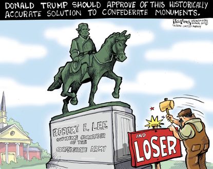 Political cartoon U.S. Trump Confederate monuments loser