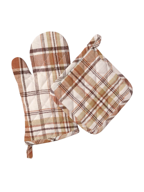 2pc Plaid Oven Mitt and Potholder Set 