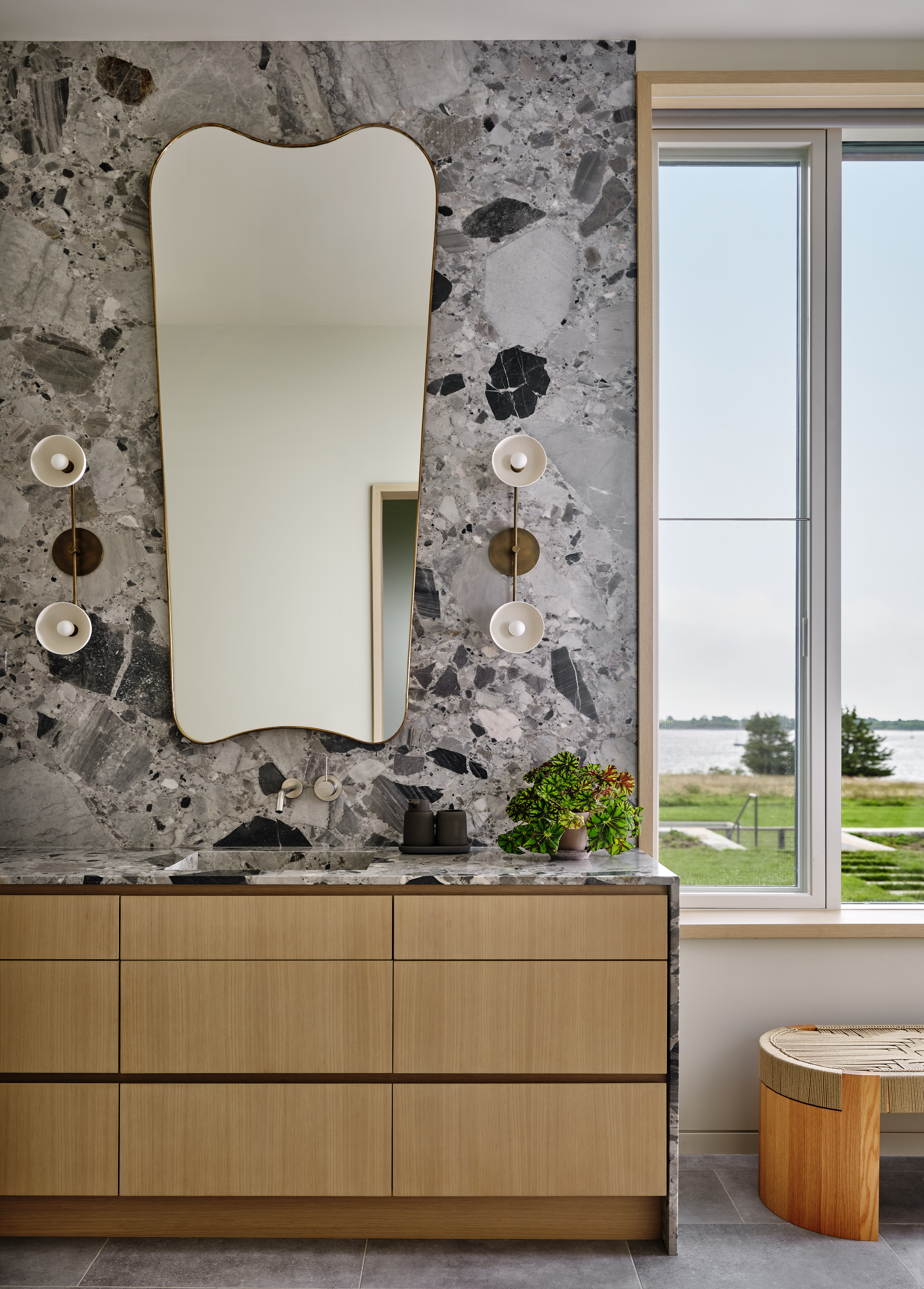A bathroom mirror in a vintage style