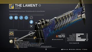 Destiny 2 Exotic weapon The Lament sword