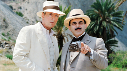 David Suchet as the famous Belgian detective Hercules Poirot (right) with Hugh Fraser as Captain Hastings