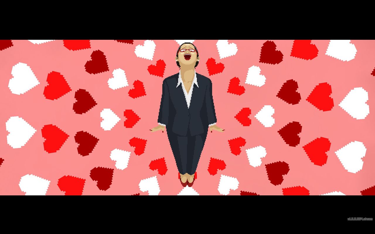 A woman surrounded by hearts, seemingly very happy