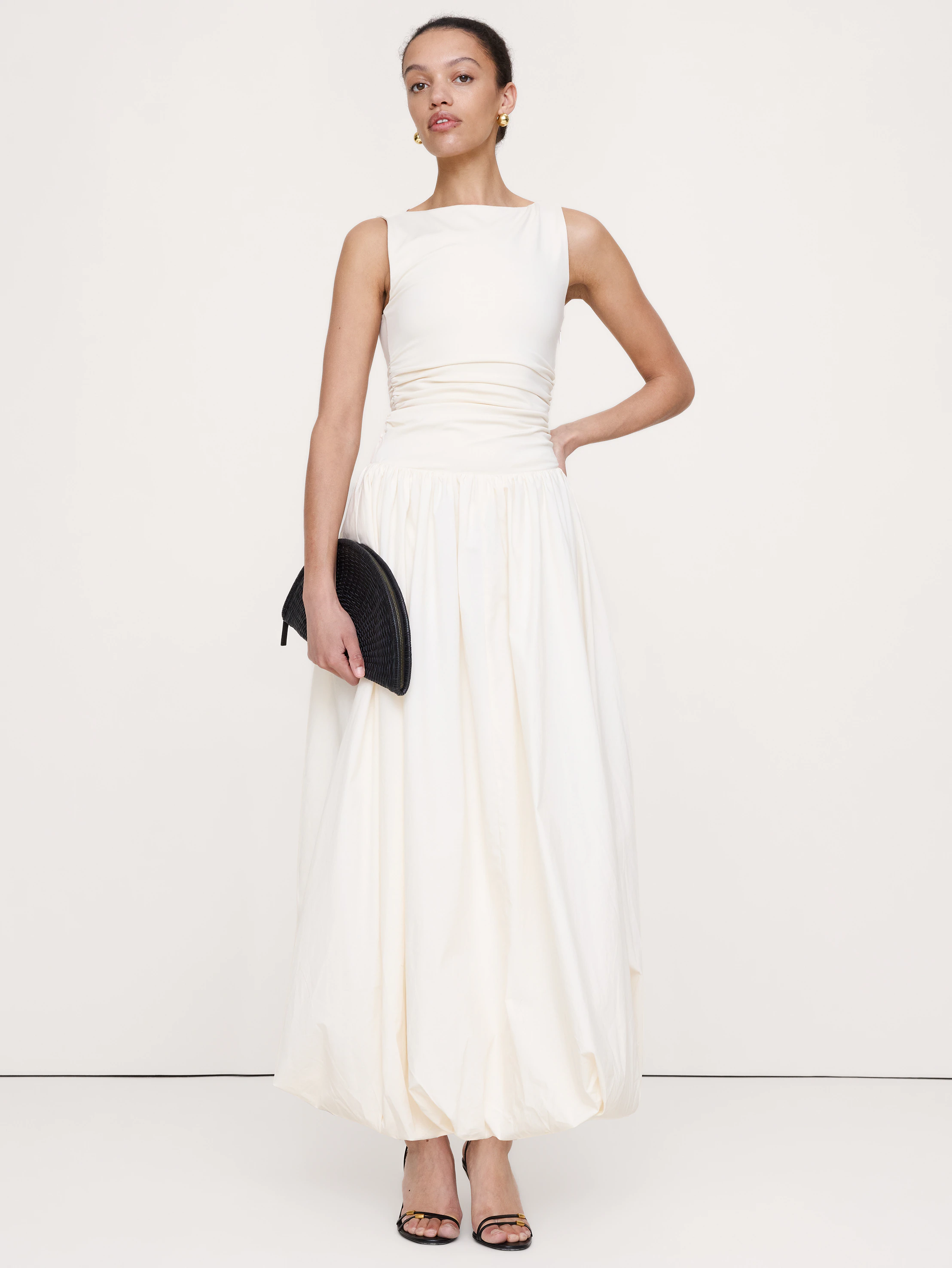Banana Republic, Jersey + Cotton Poplin Bubble-Hem Dress