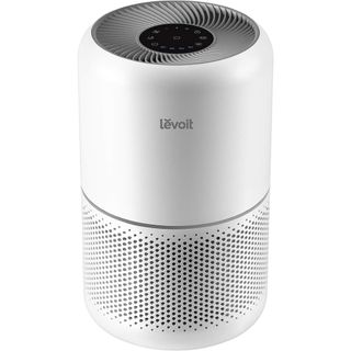 White cylindrical air purifier