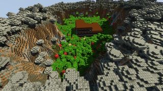 Minecraft seeds - a mansion in a dark oak valley ringed by a pale garden ridge