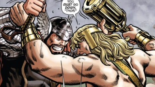 Hercules and Thor fighting.