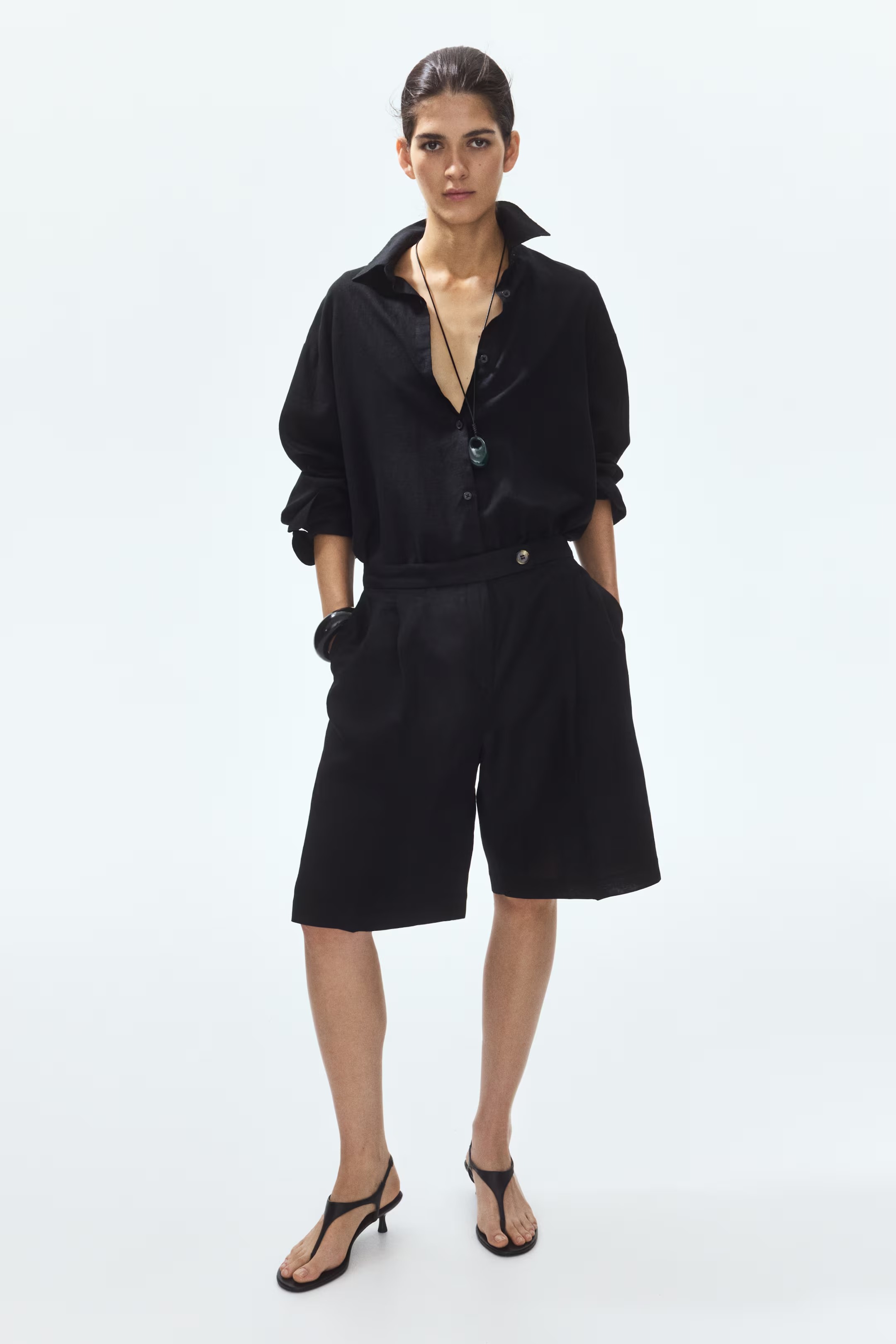 H&amp;amp;M, Linen-Blend Bermuda Shorts