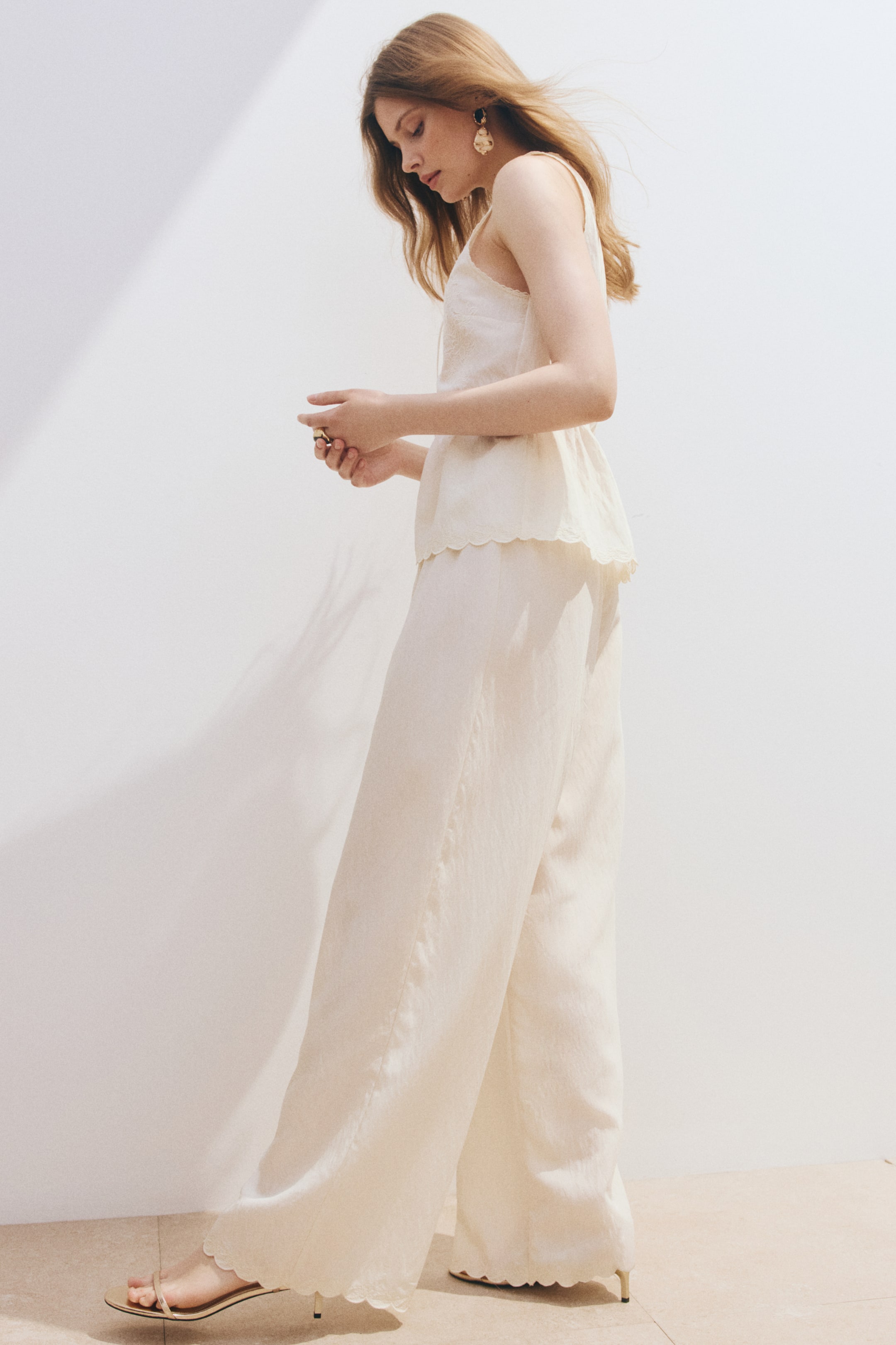 Straight Scalloped Trousers
