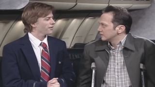 David Spade and Rob Schneider appear in the Total Bastard Airlines sketch on Saturday Night Live.