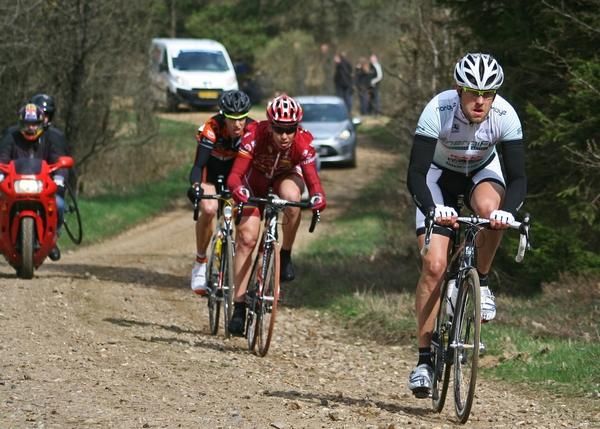The early break lead by Kasper Malmkjaer, Energi Fyn on the second Gravel Road
