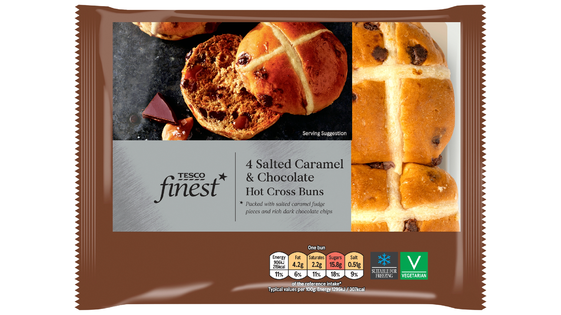 Salted caramel hot cross buns