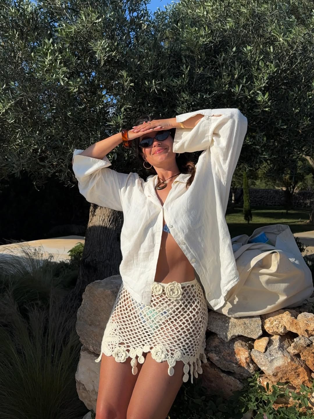 bentheliem wears crochet skirt white shirt