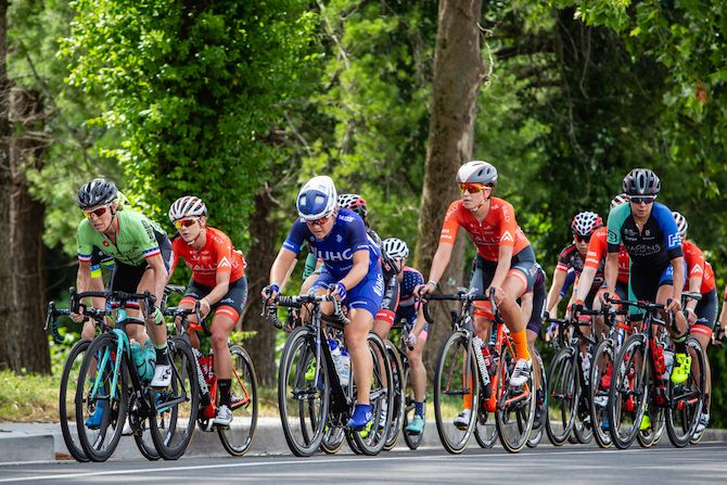 Riders come to the front to help with the chase during the US Pro Road Race National Championships on June 24, 2018 in Knoxville, Tennessee