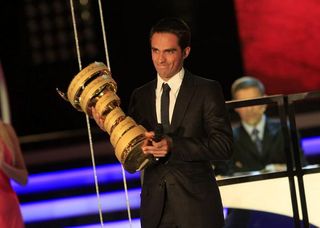 Alberto Contador and the Giro d'Italia trophy