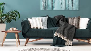 Sofa with throws and cushions
