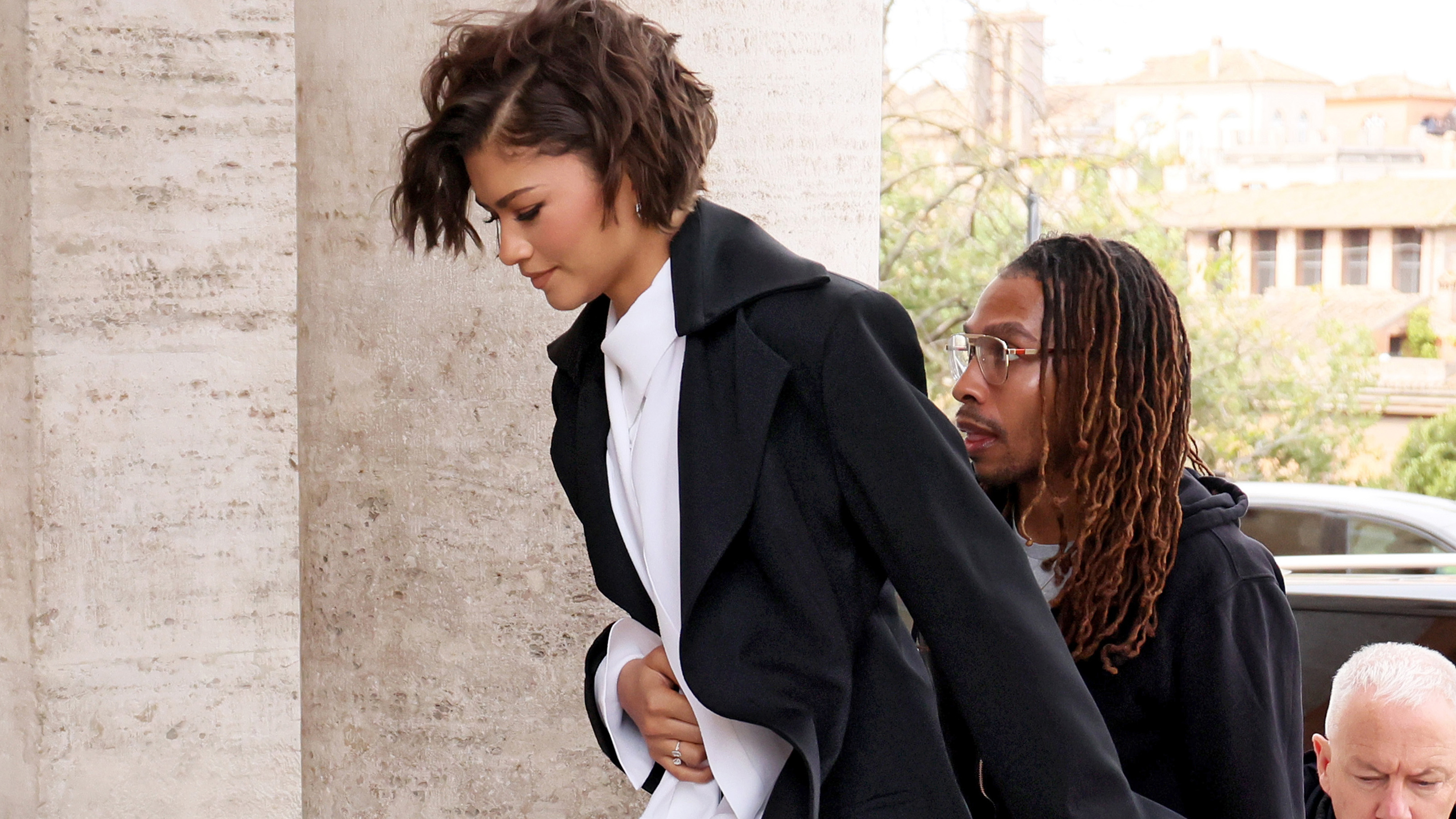 ROME, ITALY - MARCH 27: Zendaya is seen at Campidoglio on March 27, 2026 in Rome, Italy. 