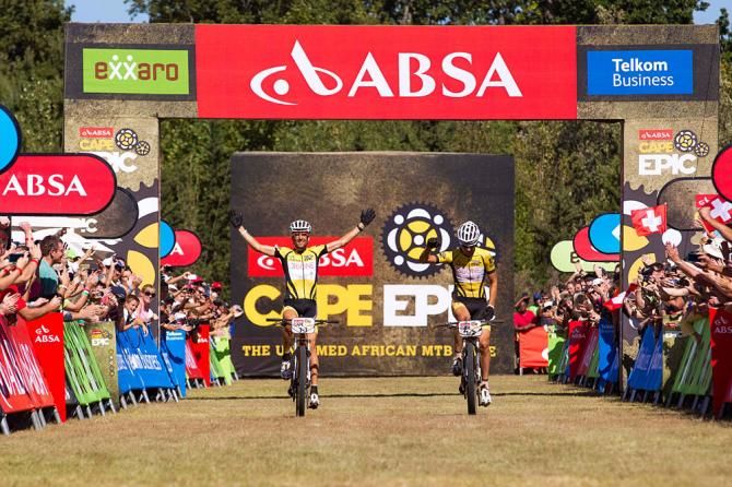 Jaroslav Kulhavy and Christoph Sauser of Burry Stander-Songo win the 2013 Cape Epic