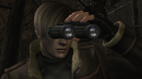 Resident Evil 4's Leon with binoculars