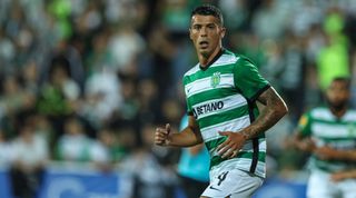 Tottenham-linked Pedro Porro of Sporting Lisbon reacts during the Primeira Liga match between Estoril and Sporting CP on 2 September, 2022 at the Estadio Antonio Coimbra da Mota in Estoril, Portugal.