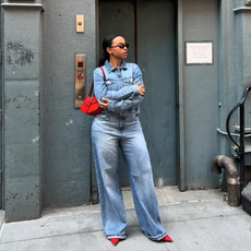 @aysha.sow wearing a denim outfit. 