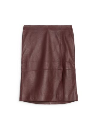 Midi Leather Skirt - Dark Red - Arket Gb