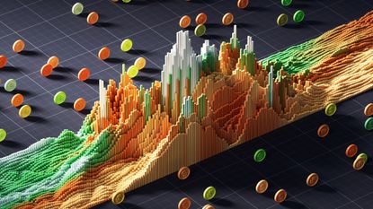 Colorful bar graph showing investment growth and financial data analysis 