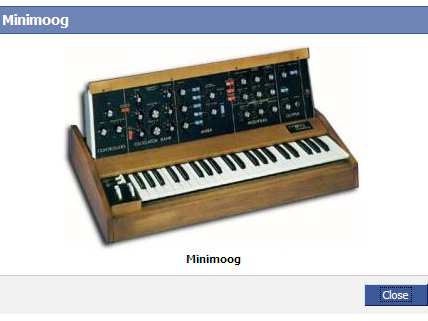 Now you can waste precious time sending pictures of classic synths to your Facebook friends.